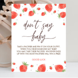 Strawberry Baby Shower Say Baby Game Sign Poster