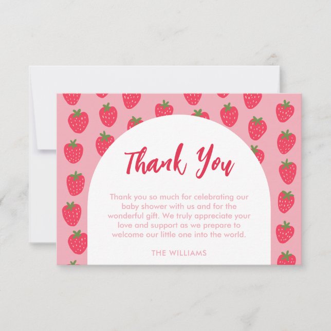 Strawberry Baby Shower Thank You Card Dankeskarte (Vorderseite)