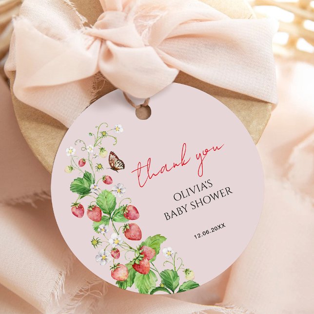 Strawberry Baby Shower Vielen Dank Geschenkanhänger (Von Creator hochgeladen)