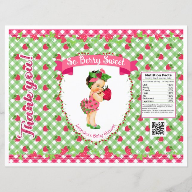 Strawberry Baby Theme Pink Green Gingham Chip Bag (Vorderseite)