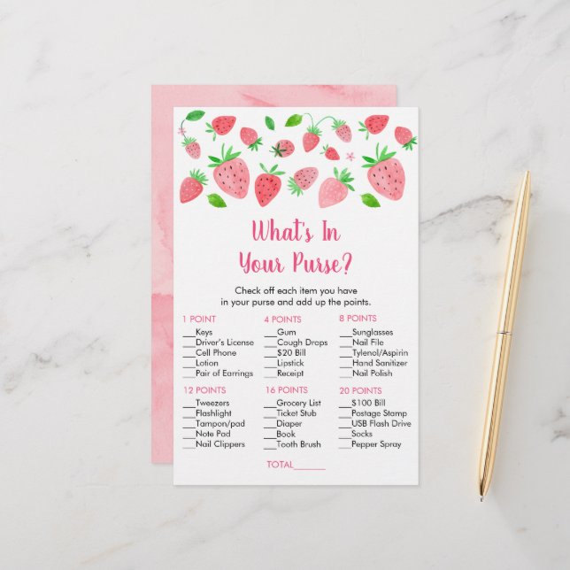 Strawberry Babydusche Was in deinem Handschuh ist (Vorderseite/Rückseite Beispiel)