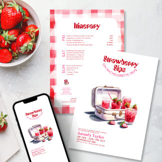 Strawberry Bachelorette Itinerary Weekend Einladung