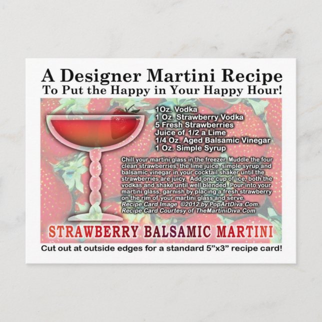 Strawberry Balsamic Martini Rezept Postkarte (Vorderseite)