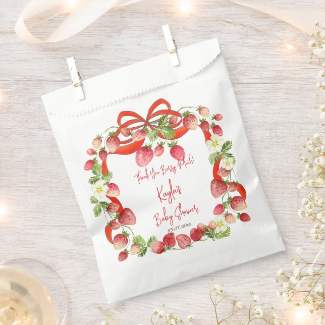 Strawberry Band Bogen Coquette Babydusche bevorzug Geschenktütchen (Ausgeschnitten)