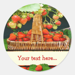Strawberry Basket ~ Ihr Text rund Sticke Runder Aufkleber