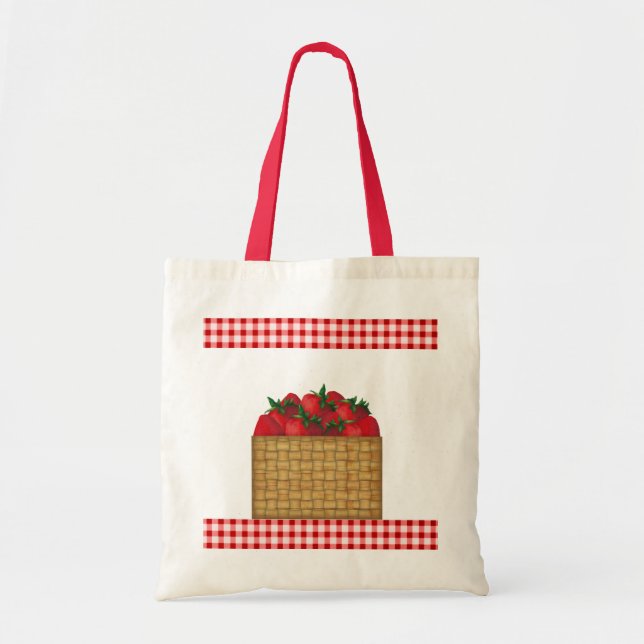 Strawberry Basket Tote Bag Tragetasche (Vorne)