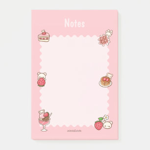 Strawberry Bear Notepad Nachspeisen Pink Niedlich  Post-it Klebezettel