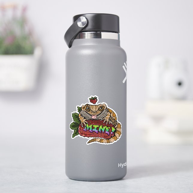 Strawberry Beardie Dragon "MINE!" Aufkleber (HydroFlask)