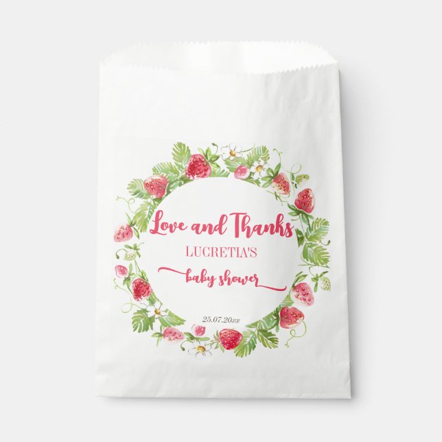 Strawberry Beerry Swery Baby Dusche Danke Geschenktütchen (Vorderseite)