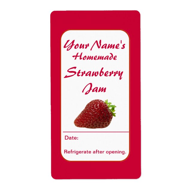 Strawberry behält benutzerdefinierte Jam Jar Label (Vorne)
