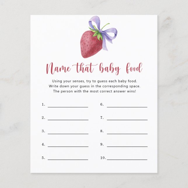 Strawberry - Benennen Sie das Baby Food Dusche Spi (Vorderseite)