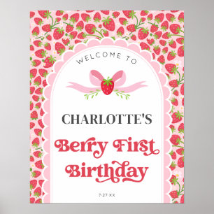 Strawberry Berry 1. Geburtstag 16x20 Willkommen Poster