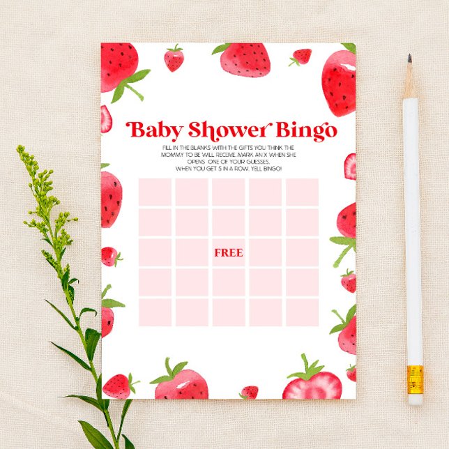 Strawberry Berry Bingo Baby Showspiel Briefpapier (Von Creator hochgeladen)