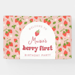 Strawberry Berry erste Geburtstagsparty Hintergrun Banner