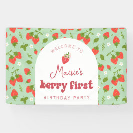 Strawberry Berry erste Geburtstagsparty Hintergrun Banner