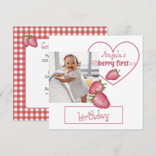 Strawberry Berry Erster Geburtstag 2 Einladung