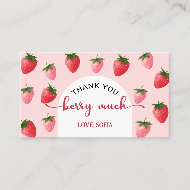 Strawberry Berry Erster Geburtstag Danke, Karte (Vorderseite)