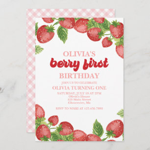 Strawberry Berry Erster Geburtstag Einladung