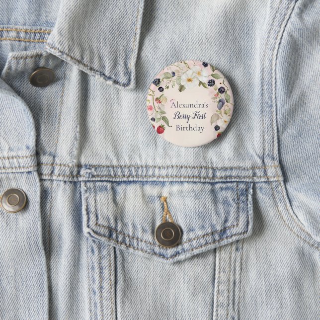 Strawberry Berry Erster Geburtstag Party Button (Beispiel)