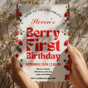Strawberry Berry Erster Geburtstag Party Einladung