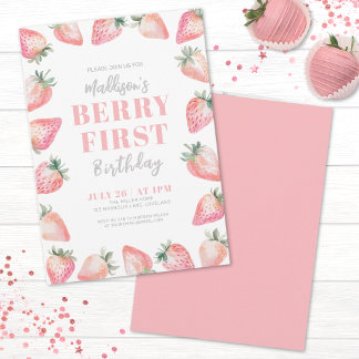 Strawberry Berry Erster Geburtstag Party Einladung