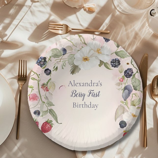 Strawberry Berry Erster Geburtstag Party Pappteller (Von Creator hochgeladen)