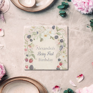 Strawberry Berry Erster Geburtstag Party Steinuntersetzer