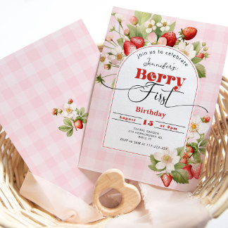 Strawberry Berry Erstes Party Einladung