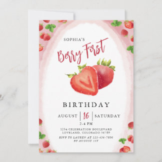 Strawberry Berry Erstgeburt Girl Einladung