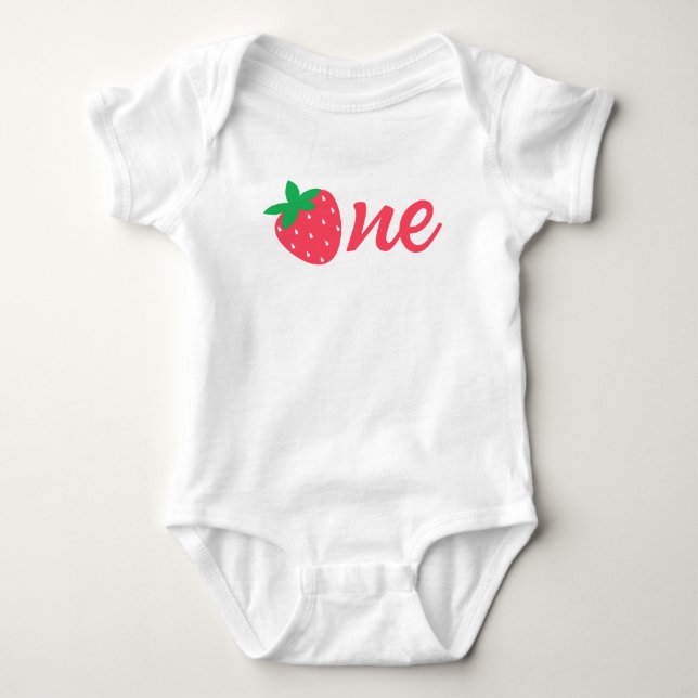 Strawberry Berry First 1. Baby Geburtstag Strampler (Vorderseite)