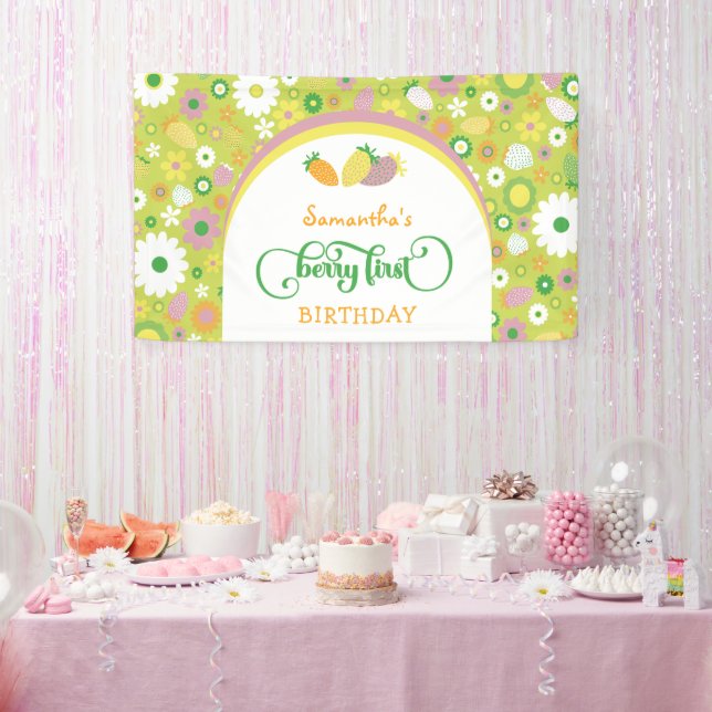 Strawberry 'Berry First' 1. Geburtstagsbanner Banner (Party)