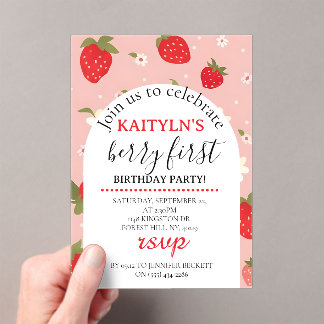 Strawberry Berry First Birthday Acryleinladungen