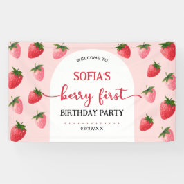 Strawberry Berry First Birthday Banner
