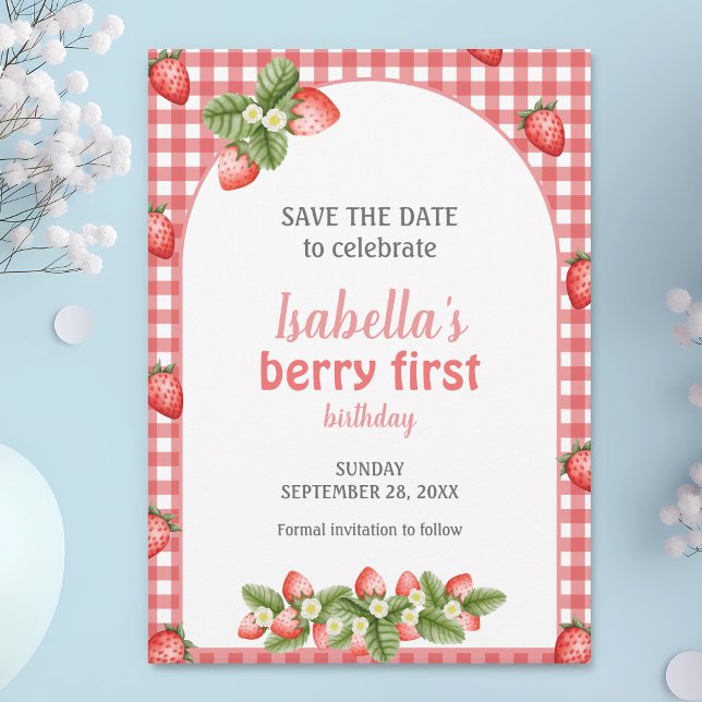Strawberry Berry First Birthday Berry Weet Save The Date (Von Creator hochgeladen)