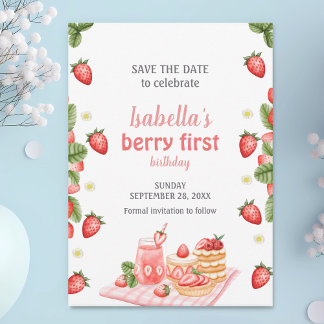 Strawberry Berry First Birthday Berry Weet Save The Date