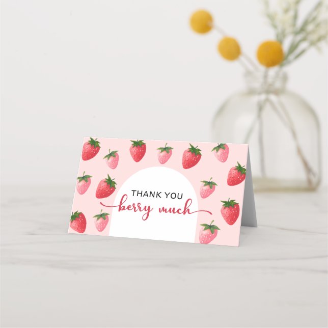 Strawberry Berry First Birthday Danke Karte (Vorderseite)