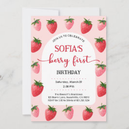 Strawberry Berry First Birthday Einladung