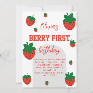 Strawberry Berry First Birthday Einladung