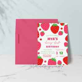Strawberry Berry First Birthday Einladung