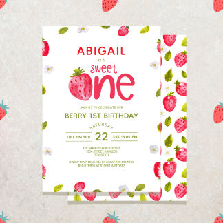 Strawberry Berry First Birthday Einladung