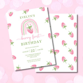 Strawberry Berry First Birthday Einladung