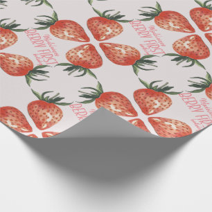 Strawberry Berry First Birthday Geschenkpapier
