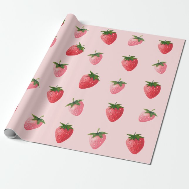 Strawberry Berry First Birthday Geschenkpapier (Ungerollt)