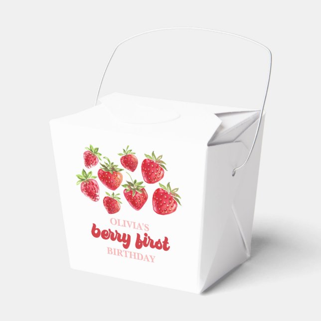 Strawberry Berry First Birthday Geschenkschachtel (Vorderseite)