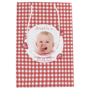 Strawberry Berry First Birthday Mittlere Geschenktüte