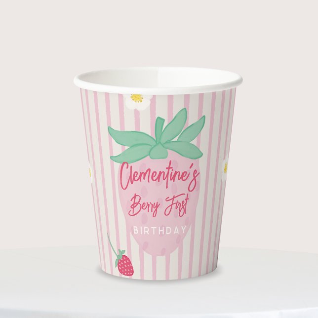 Strawberry Berry First Birthday Paper Cups Pappbecher (Von Creator hochgeladen)