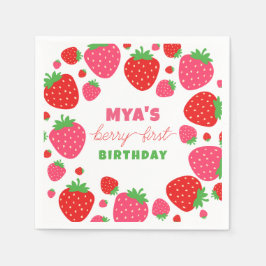Strawberry Berry First Birthday Paper Napkins Serviette
