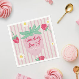 Strawberry Berry First Birthday Paper Napkins Serviette
