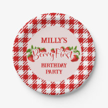 Strawberry Berry First Birthday Paper Plate