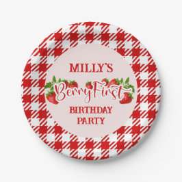 Strawberry Berry First Birthday Paper Plate Pappteller